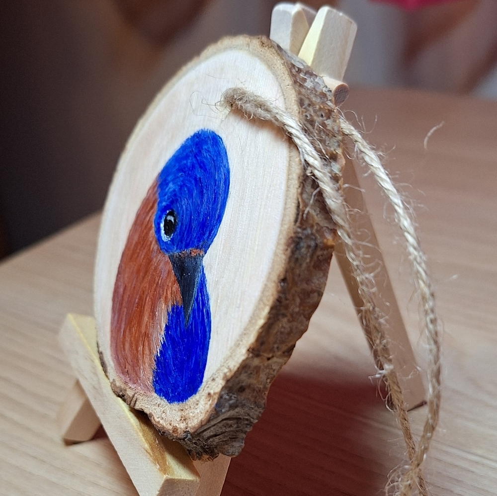 "Eastern Bluebird" Hand-painted Wall Hanging (NWOT) - Picture 6 of 8